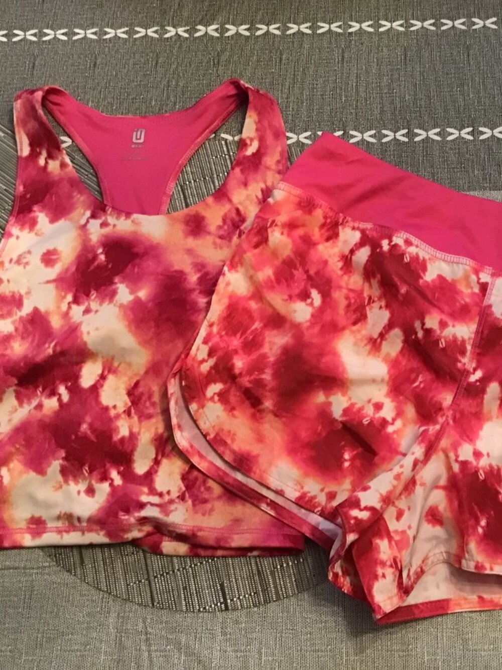 ID Ideology Big Girls Activewear Set of 2 Tie-Dye Elastic-Waist Pink Shock L